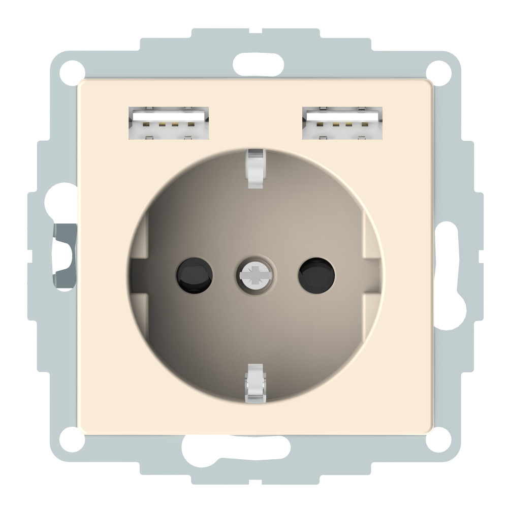SM Розетка Schuko с 2 USB 2,4 A бежевый