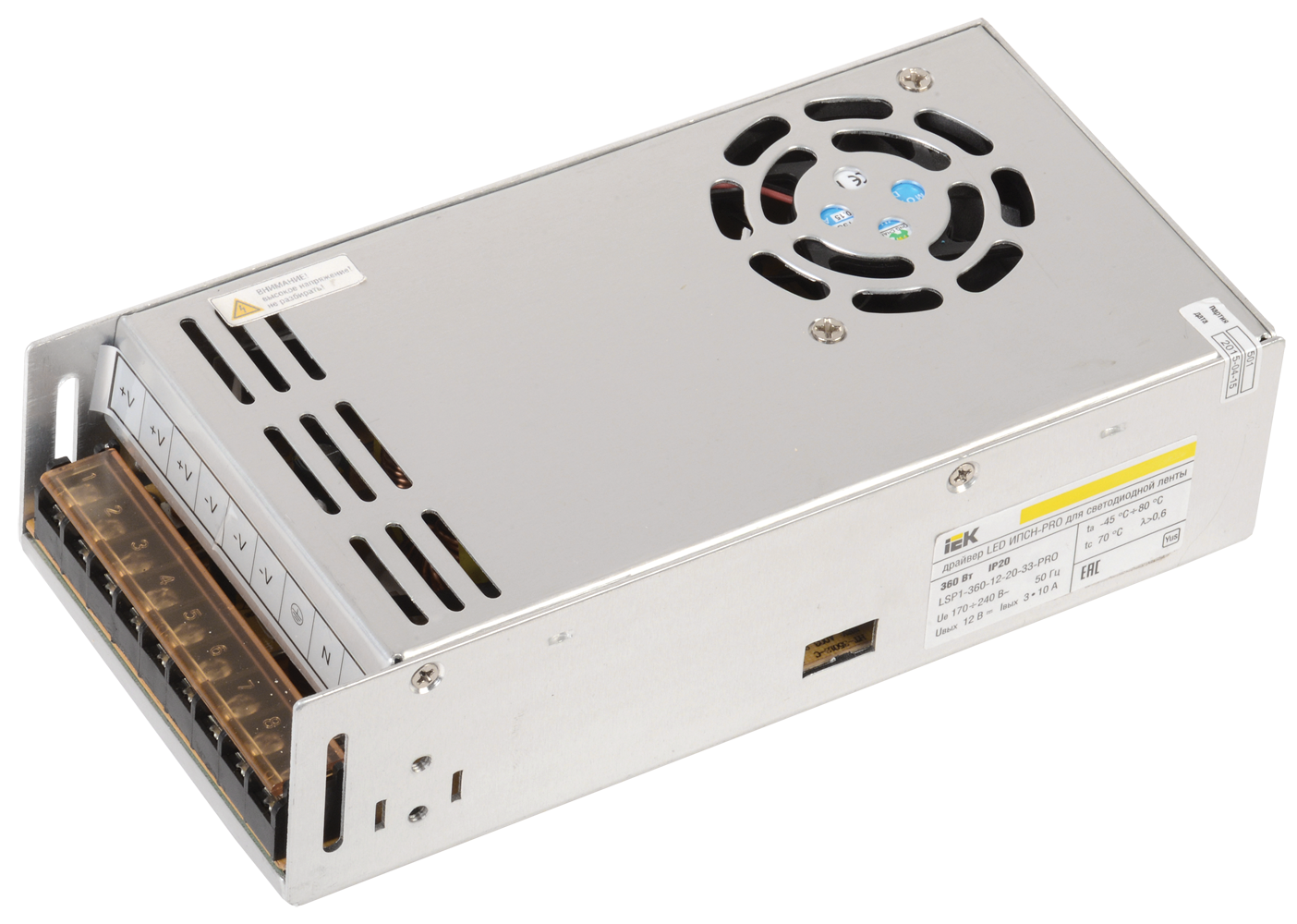 Драйвер LED ИПСН-PRO 360Вт 12В блок-клеммы IP20 IEK