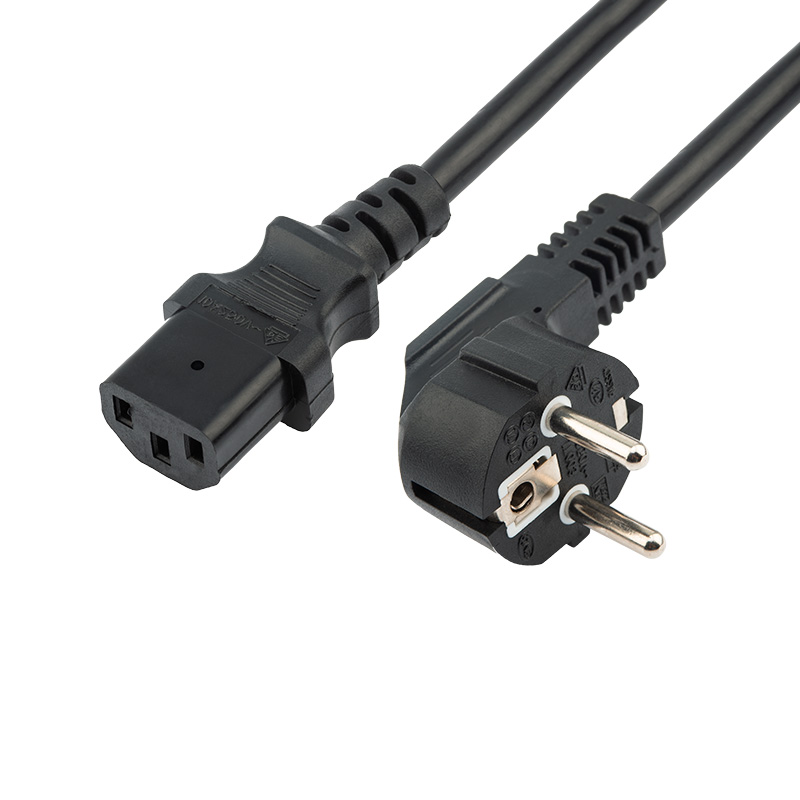Шнур сетевой, вилка угловая СЕЕ 7/7(Schuko) - разъем IEC 320 C13, кабель 3x0,75 мм², длина 1,8 метра (PVC пакет) REXANT