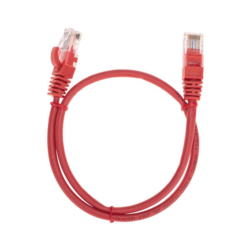 Шнур коммутационный патч-корд U/UTP, CAT 5e, RJ45-RJ45, 26AWG, LSZH, красный, 0,5м REXANT