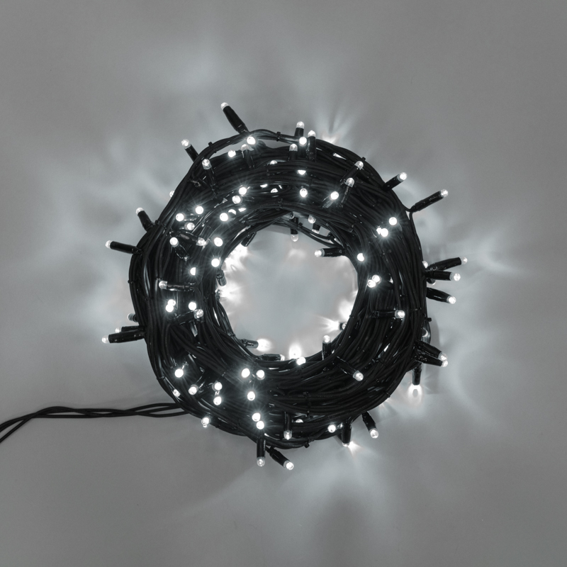 Гирлянда Нить управляемая 20м 240 LED БЕЛЫЙ черный каучук IP67 свечение с динамикой 230В нужен контроллер 217-204 NEON-NIGHT