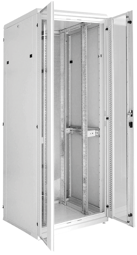 ITK Шкаф серверный 19" LINEA S 42U 800х1000мм передняя двухстворчатая перфорированная дверь, задняя перфорированная серый (комплект 3 коробки - часть 1 из 3)