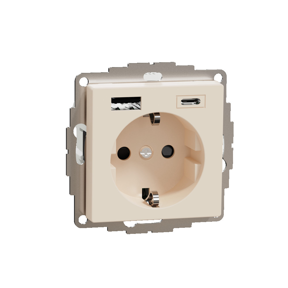 SM, РОЗЕТКА с USB A+C, БЕЖЕВЫЙ