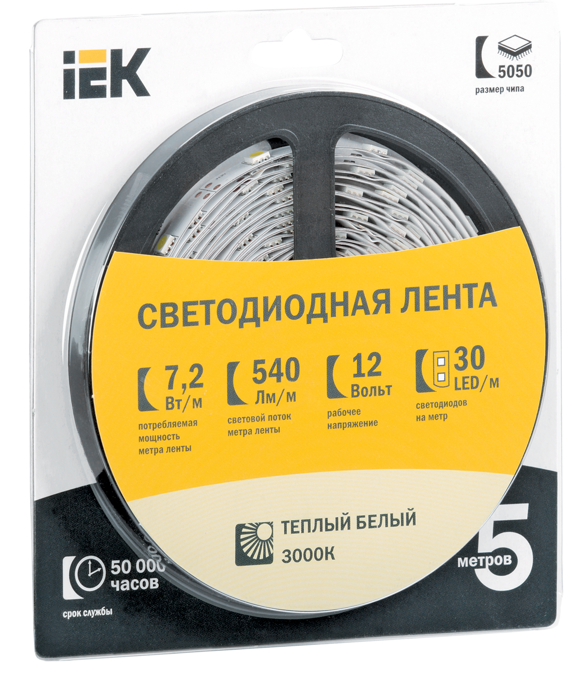 Лента LED 5м блистер LSR-3528W-WW120-9,6-IP20-12V теплый + холодный белый цвет IEK