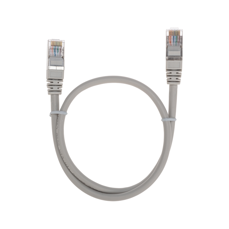 Шнур коммутационный патч-корд F/UTP, CAT 5e, RJ45-RJ45, 26AWG, LSZH, серый, 0,5м REXANT