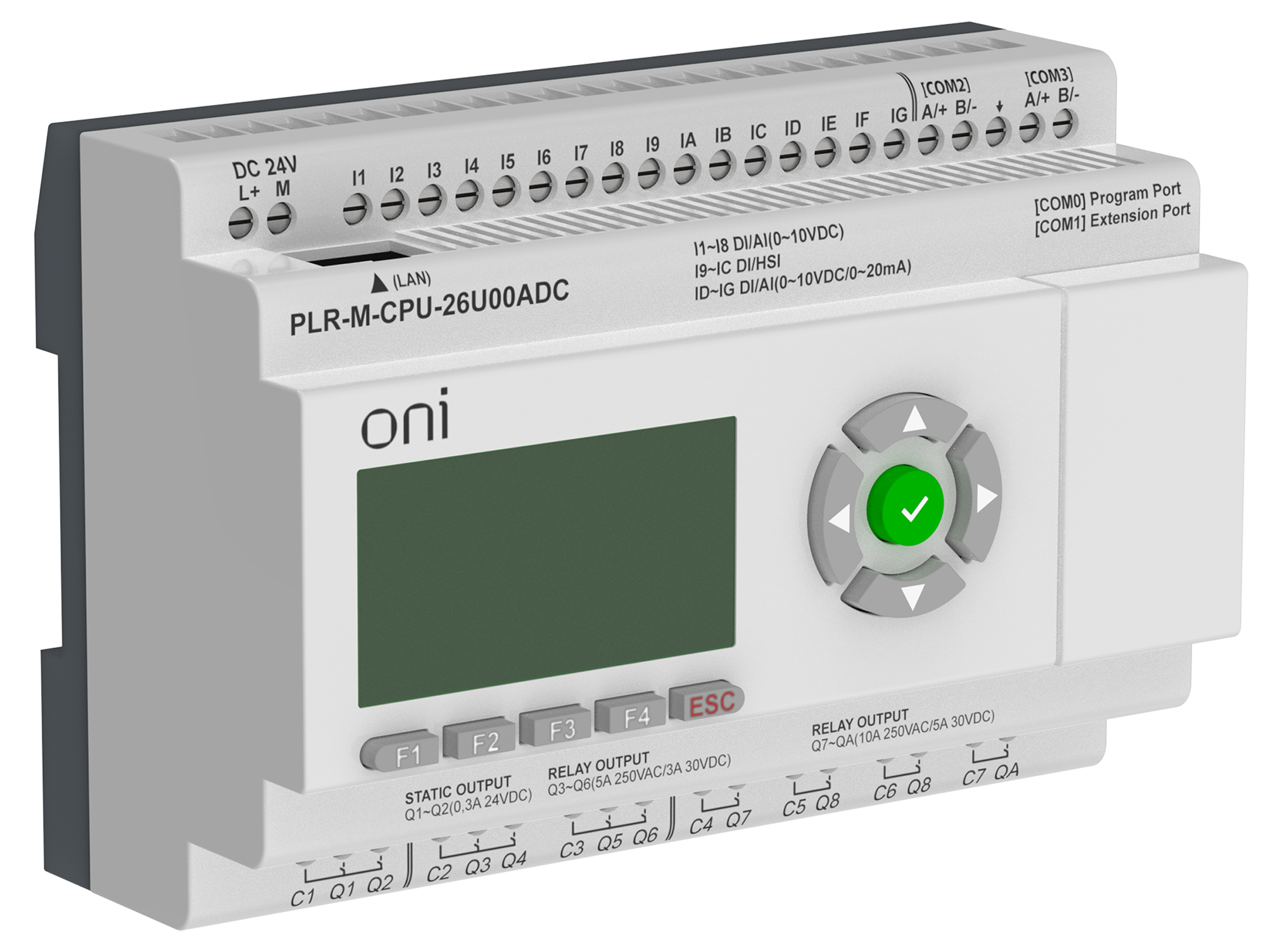 Микро ПЛК PLR-M. CPU DI16/DO08(R)/DO02(T) 24В DC ONI