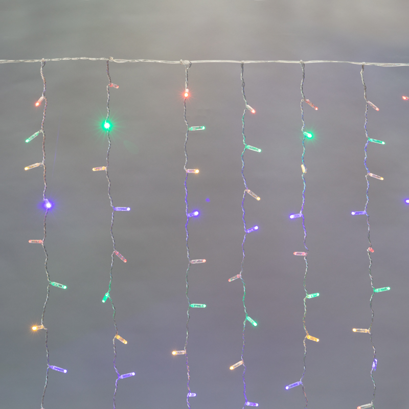 Гирлянда светодиодная Занавес 2х3м 448 LED МУЛЬТИКОЛОР прозрачный ПВХ IP65 постоянное свечение 230В нужен блок 303-500-1 NEON-NIGHT