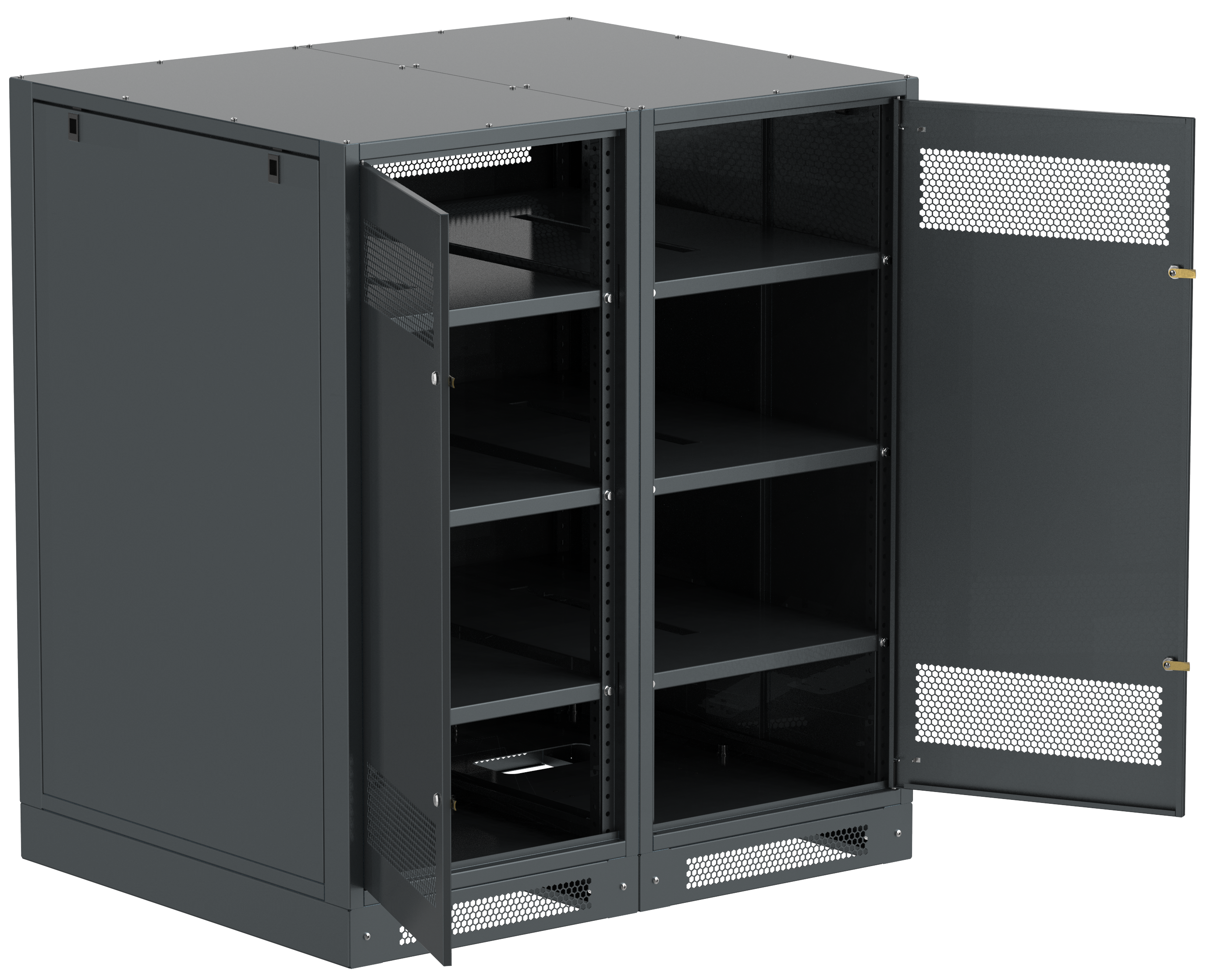 ITK LINEA B Шкаф аккумуляторный (пустой) 1350х1200х950мм двустворчатая металлическая дверь черный