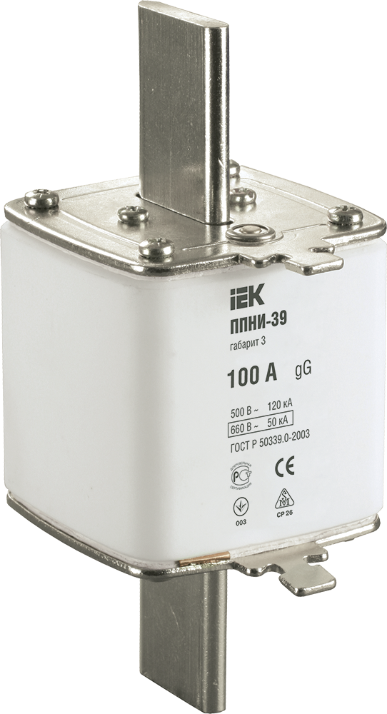 Плавкая вставка предохранителя ППНИ-39 габарит 3 100А IEK