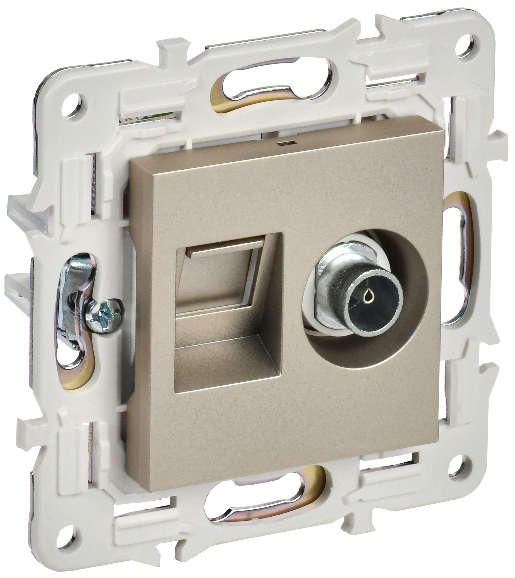 SKANDY Розетка двойная TV+RJ11 SK-A16Sh шампань IEK