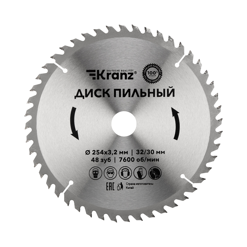 Диск пильный 254 мм х 48 зуб х 32/30 мм KRANZ