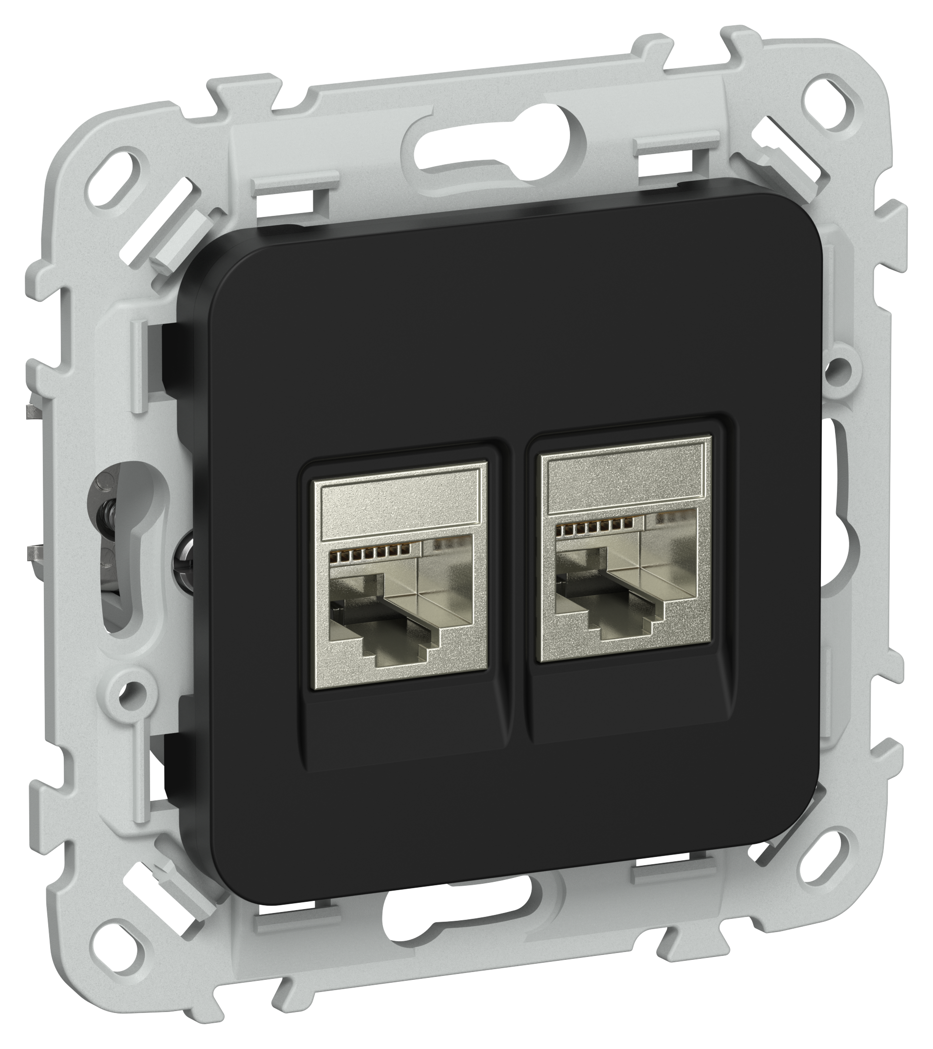 FLITE Розетка 2-местная RJ45/RJ11 категория 5Е/3 STP РКТ5е/3-2-1-ФлЧ черный IEK