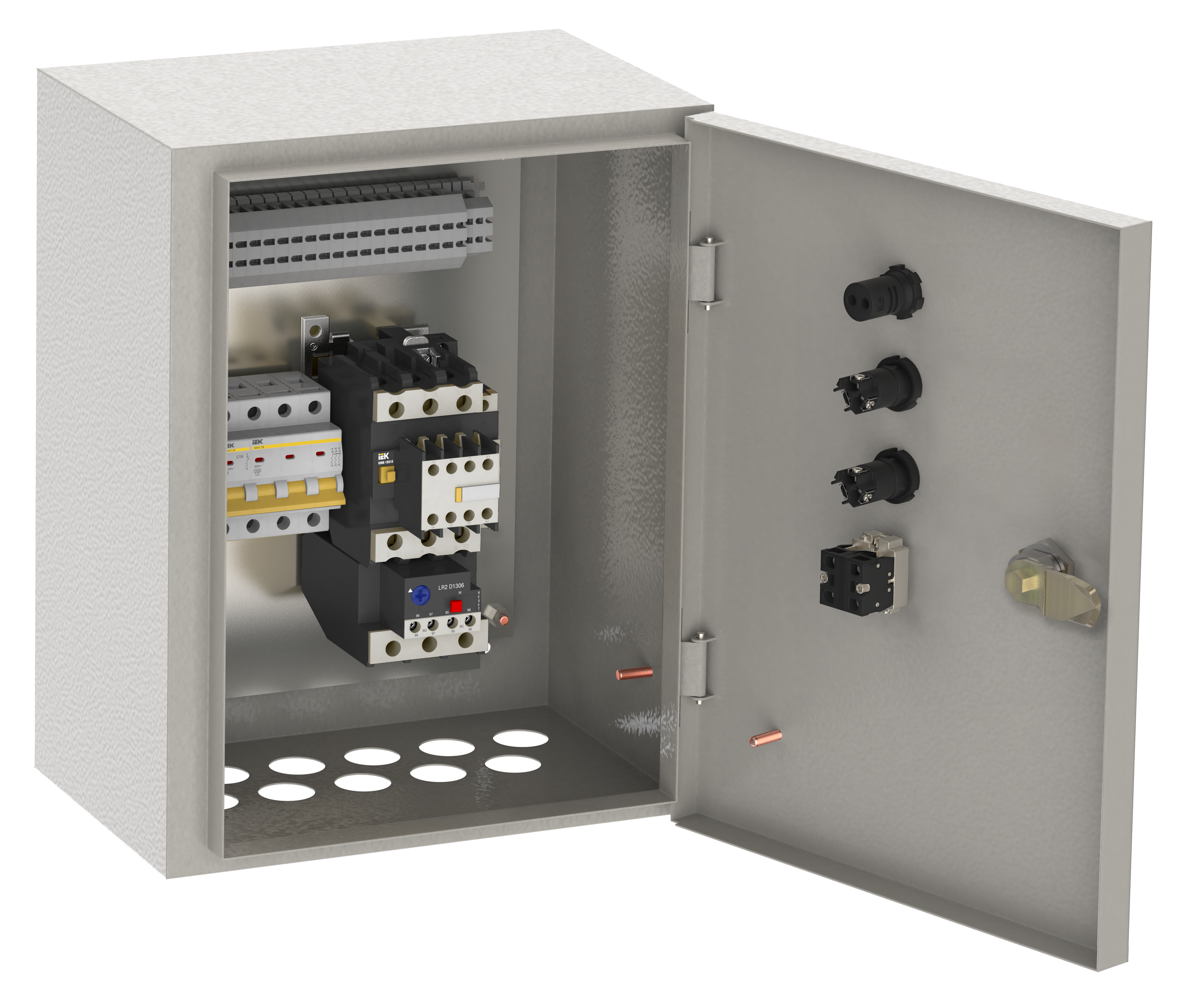 Ящик управления Я5112-2274 нереверсивный 1 фидер автоматический выключатель на каждый фидер без переключателя на автоматический режим с контактами состояния на автоматическом выключателе 1,6А IEK