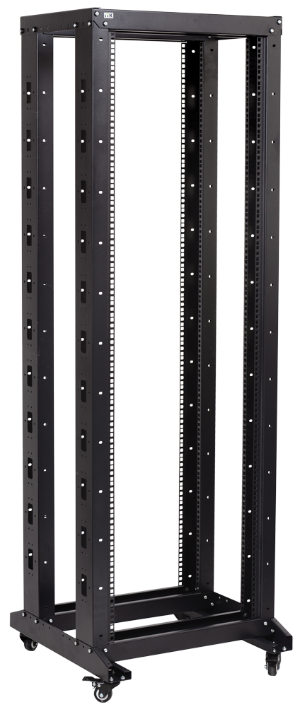 ITK Стойка открытая монтажная двухрамная LINEA F 47U 600x600мм на роликах черная
