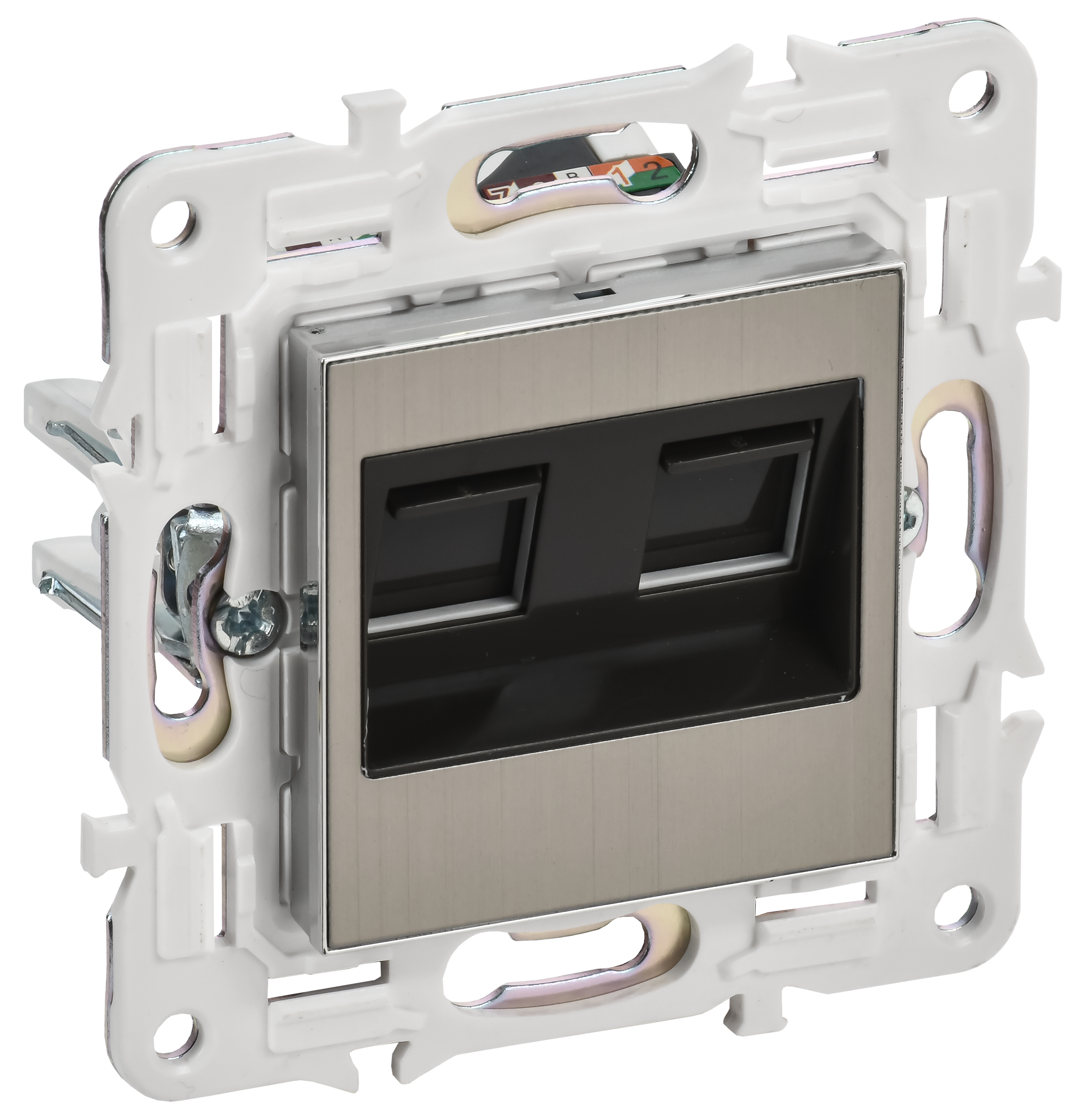 SKANDY Розетка компьютерная двойная RJ45 кат.5E SK-K03N металл никель IEK