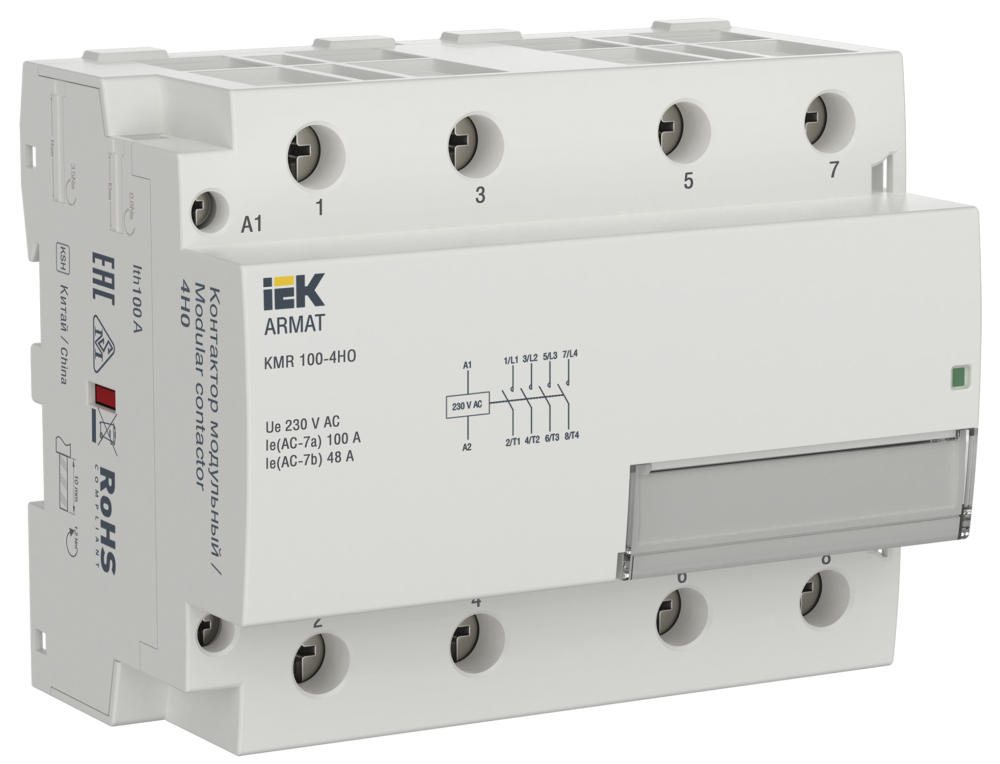 ARMAT Контактор модульный KMR 100А 230В AC 4НО IEK