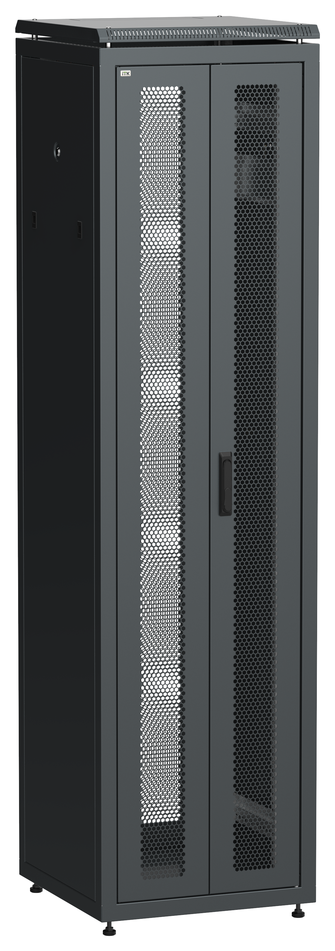 ITK LINEA N Шкаф сетевой 19" 47U 600х600мм двери передняя перфорированная задняя двустворчатая перфорированная черный