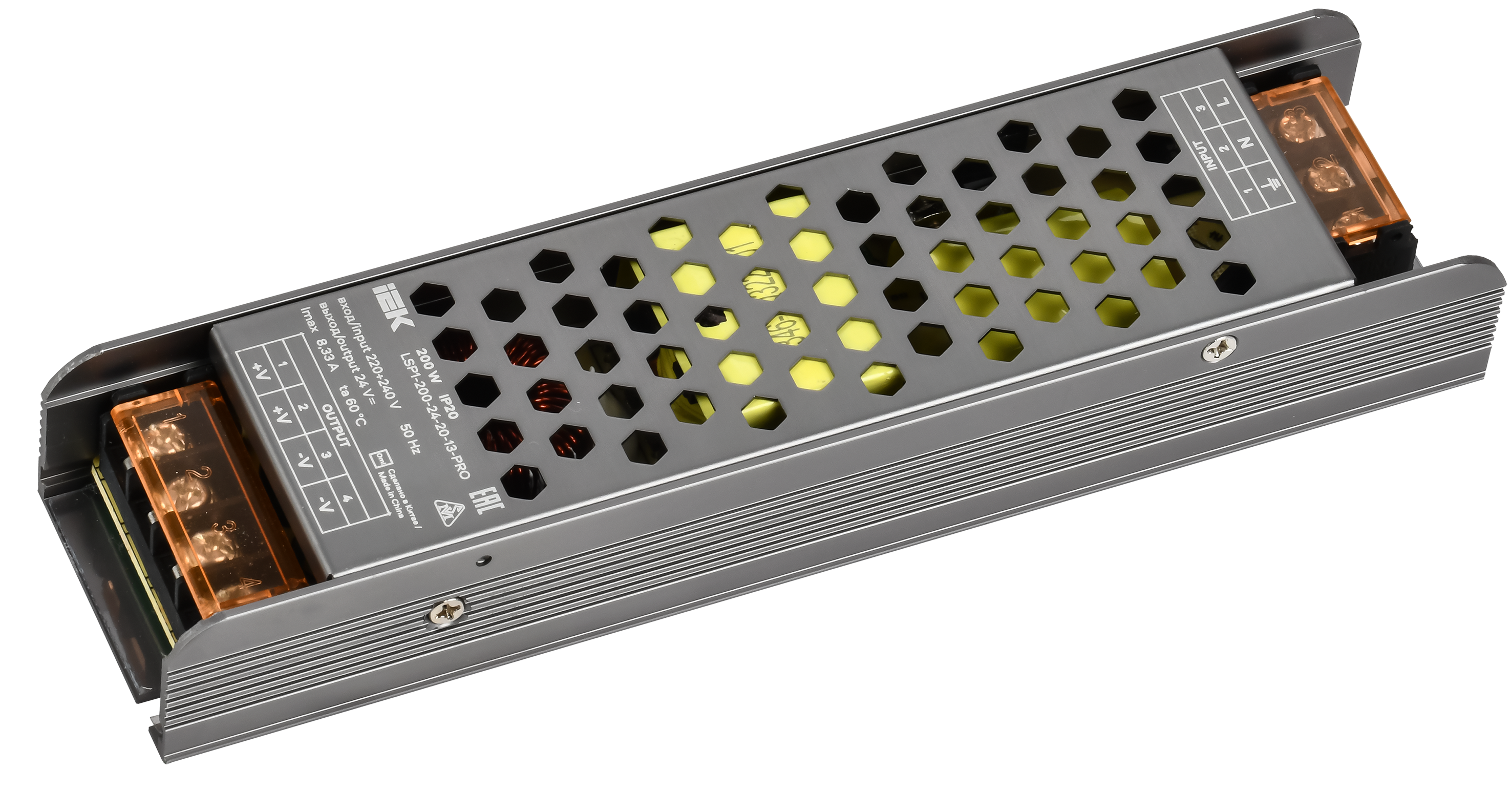 Драйвер LED ИПСН-PRO 200Вт 24В блок - клеммы IP20 IEK