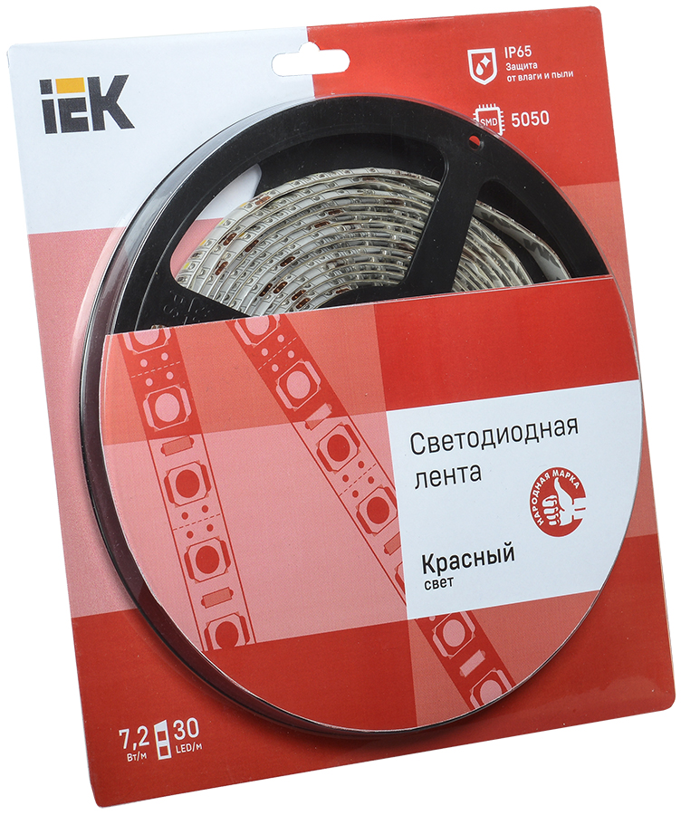 Лента светодиодная 5м блистер LSR-5050R30-7,2-IP65-12V IEK