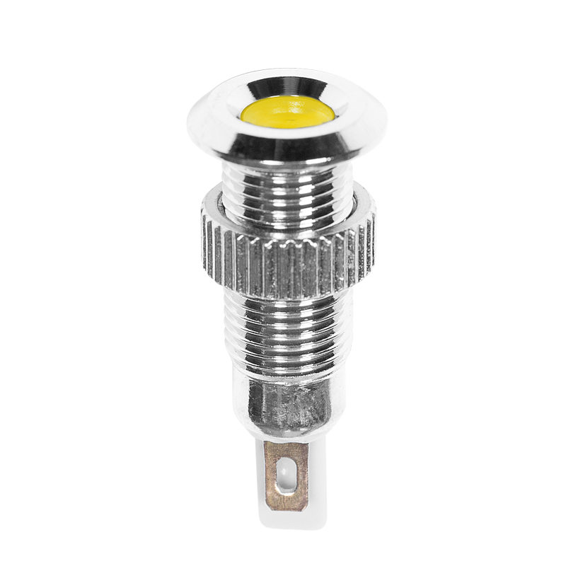 Индикатор металл Ø8 12В желтый LED (GQ8F-D)  REXANT