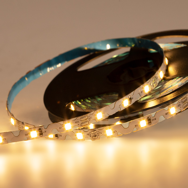 LED лента 5м 12 В, 6 мм, S-образная плата, IP65 (напыление силикона), SMD 2835, 60 LED/m, цвет свечения теплый белый (3000 К) LAMPER
