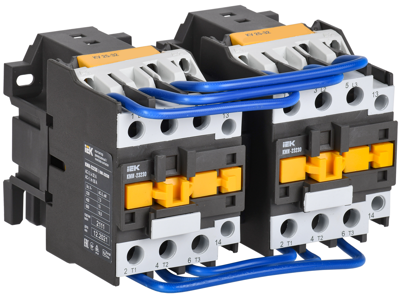 Контактор КМИ-23230 реверс 32А 400В/АС3 2NO IEK