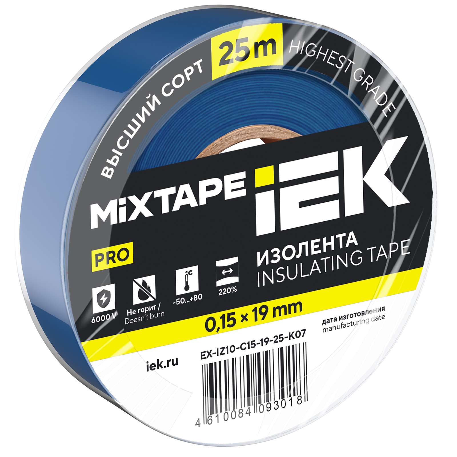 MIXTAPE PRO Изолента 0,15х19мм синяя 25м IEK