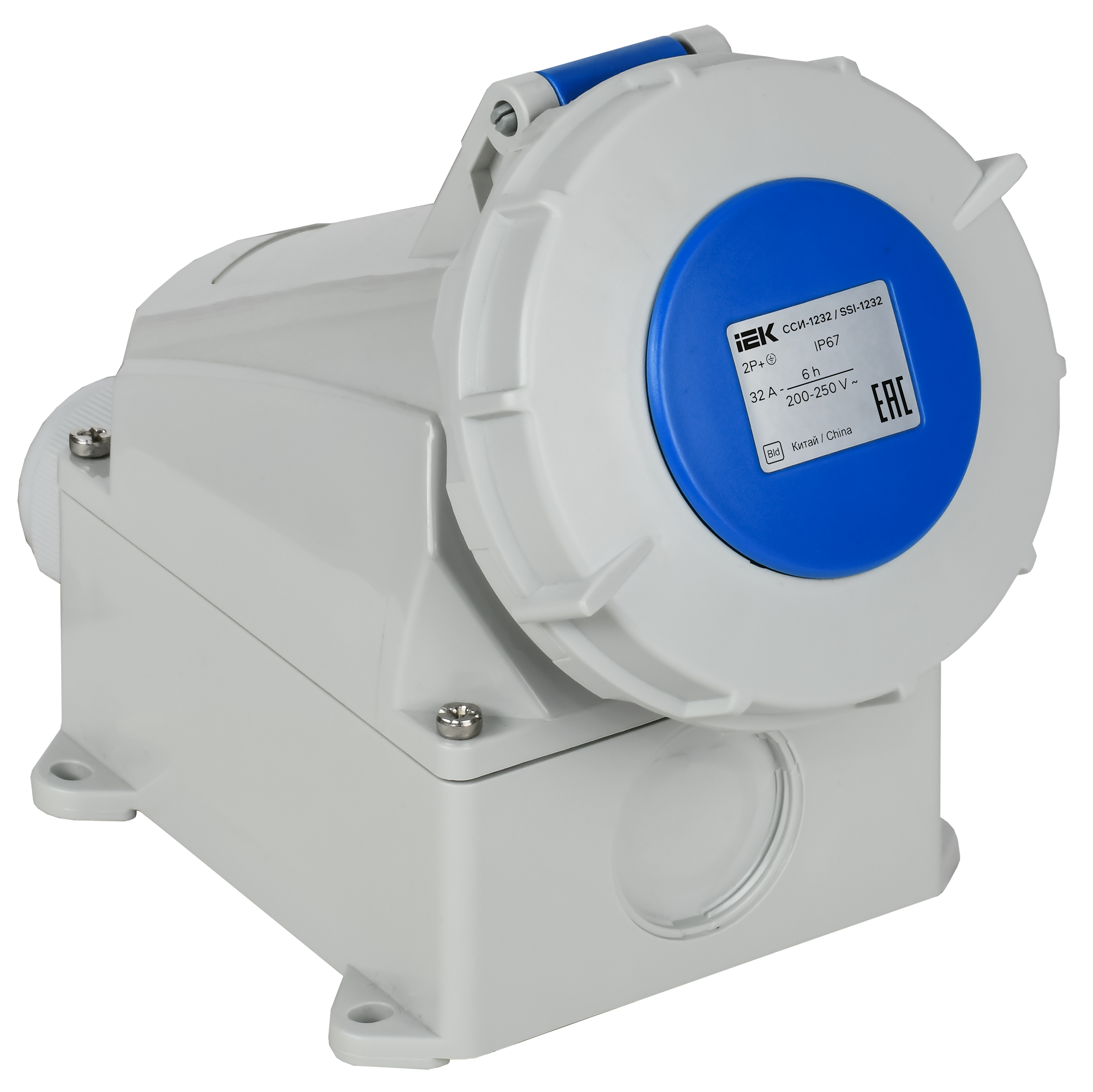 Розетка стационарная ССИ-1232 32А-6ч 220В 2P+PE IP67 IEK