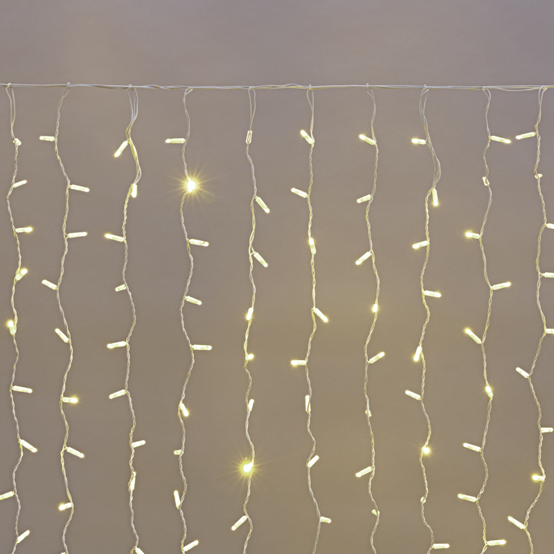 Гирлянда светодиодная Занавес 2х1,5м 300 LED ТЕПЛЫЙ БЕЛЫЙ белый ПВХ IP65 постоянное свечение 230В нужен блок 303-500-1 NEON-NIGHT