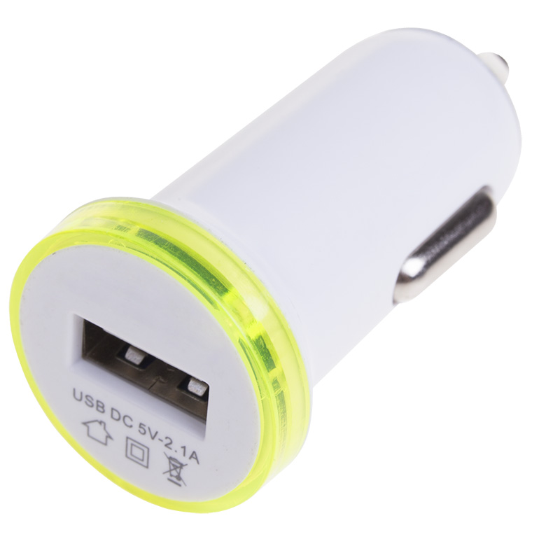 Автозарядка в прикуриватель USB (АЗУ) (5 V, 2100 mA) белая REXANT