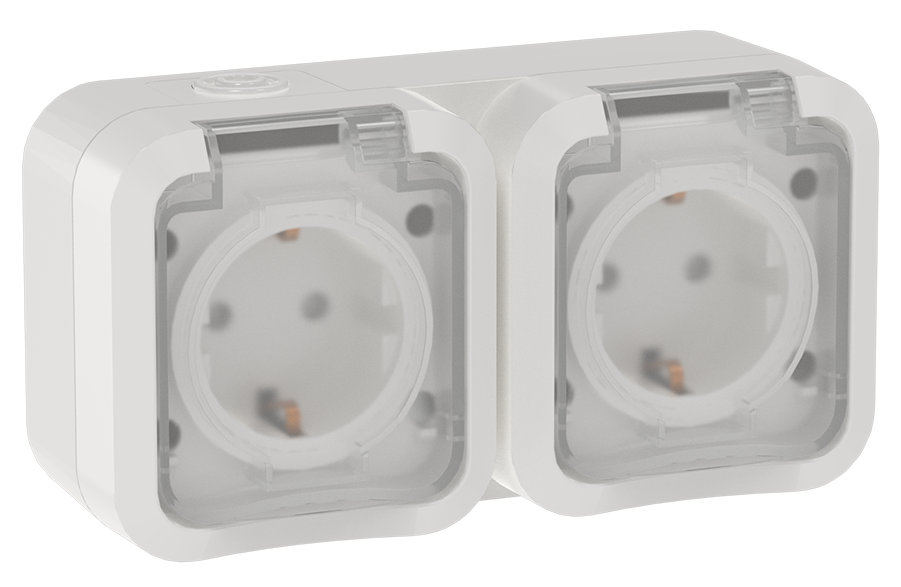 TORS Розетка 2-местная горизонтальная 16А IP55 TS322 белый IEK