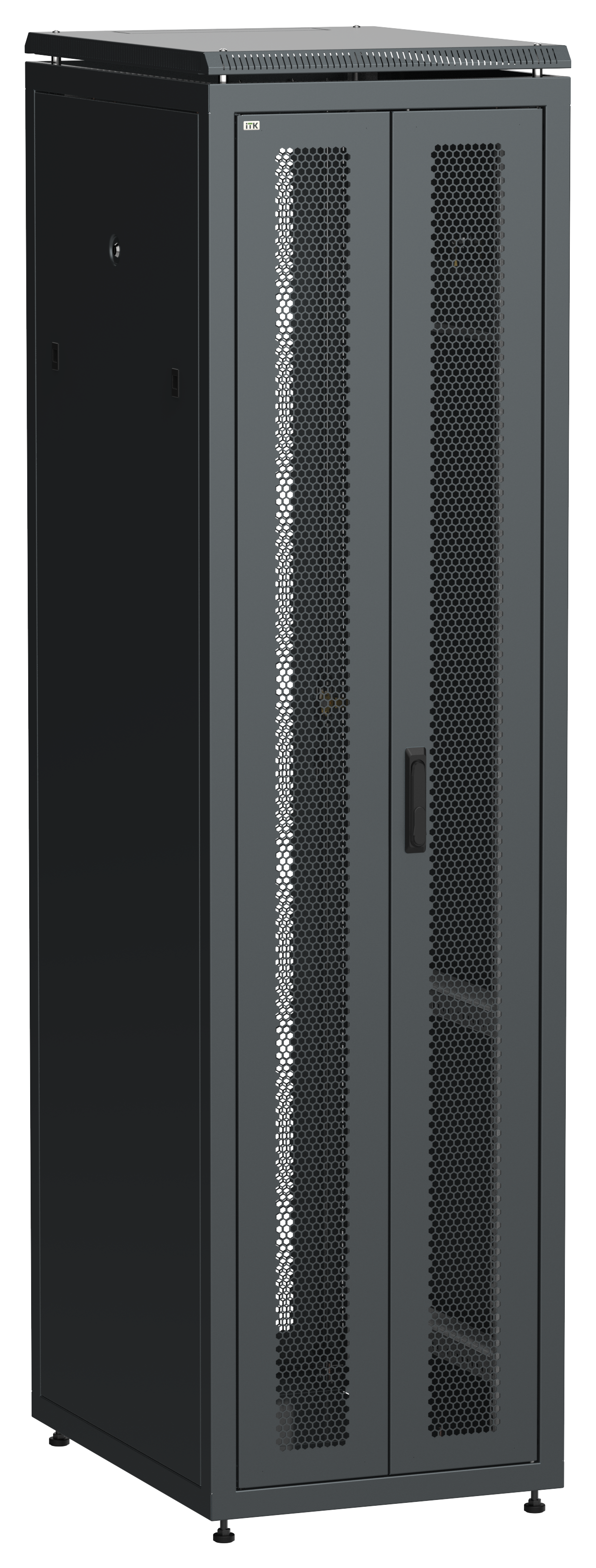 ITK LINEA N Шкаф сетевой 19" 47U 600х800мм двери передняя перфорированная задняя двустворчатая перфорированная черный