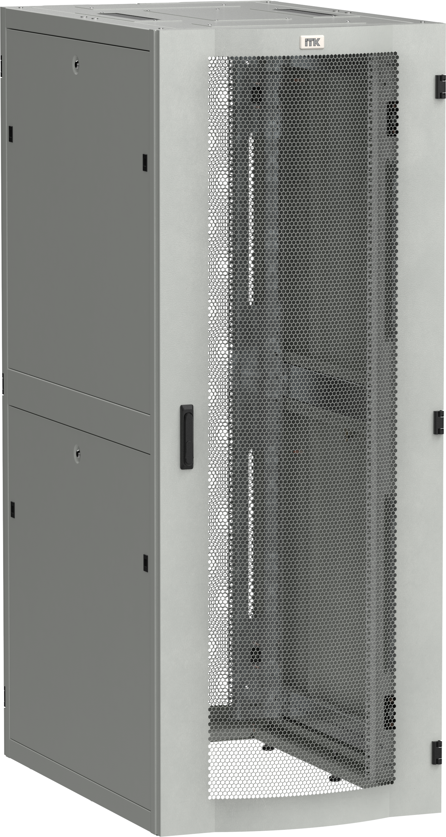 ITK LINEA S Шкаф серверный 19" 48U 750х1070мм передняя дверь двухстворчатая перфорированная задняя дверь перфорированная серый RAL 7035
