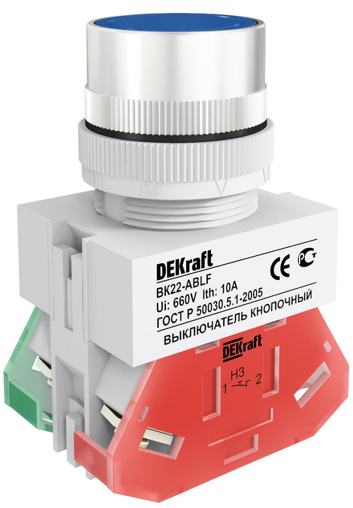 Выкл. кноп. ABLF D22 СИНИЙ 220В ВK-22