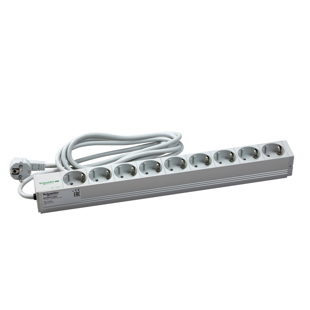 РОЗЕТ БЛОК 9 ПОЗ 19" 220В 16А, VDE