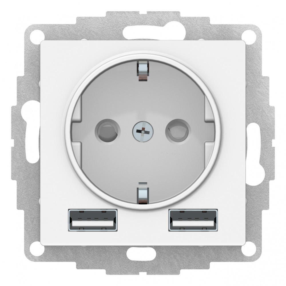 ATLASDESIGN РОЗЕТКА 16А c 2 USB A+A, 5В/2,4А, 2х5В/1,2А, механизм, ЛОТОС