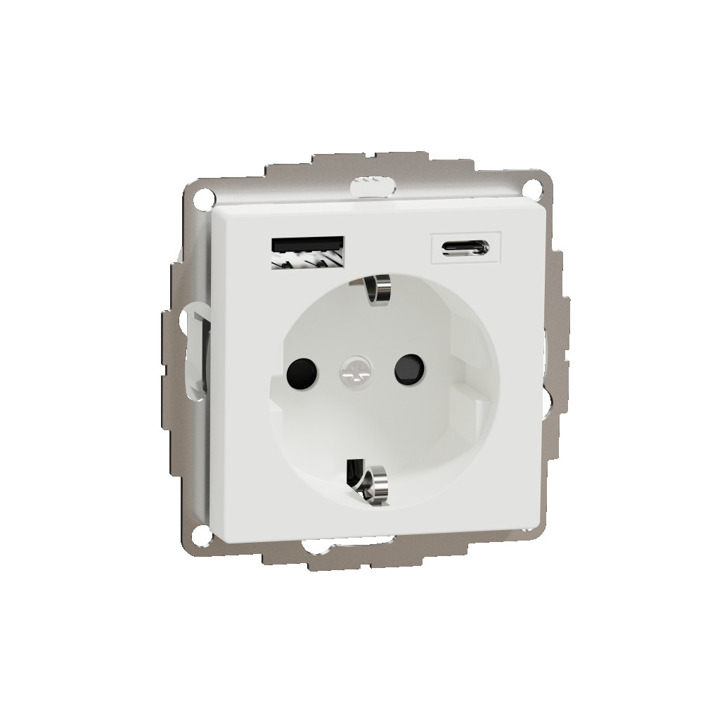 SM, РОЗЕТКА с USB A+C, АКТИВ. БЕЛЫЙ