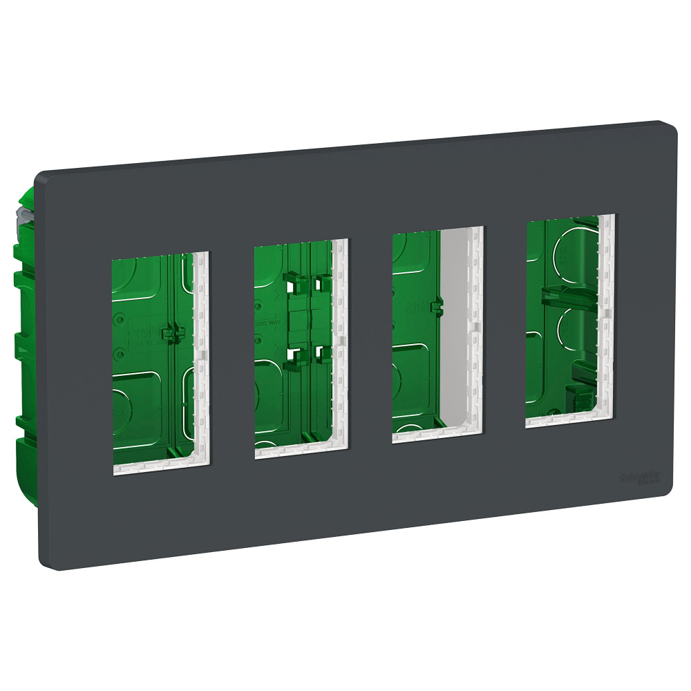 UNICA SYSTEM+ БЛОК скрытой установки 4х2 антрацит