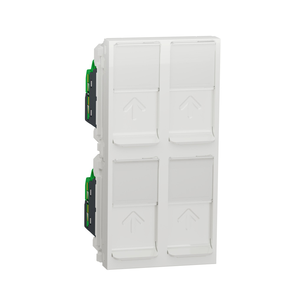 UNICA NEW РОЗ компьют., RJ45, 4 соединения, 45x90, кат. 6e, со шт., прямая, БЕЛ