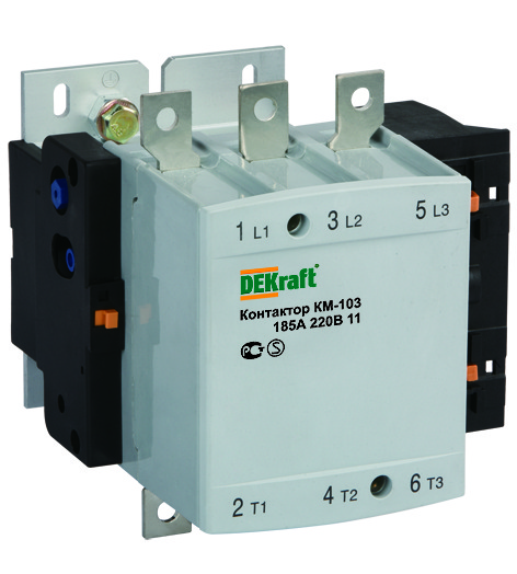 Контактор 185А 220В АС3 1НО+1НЗ КМ-103 Dekraft