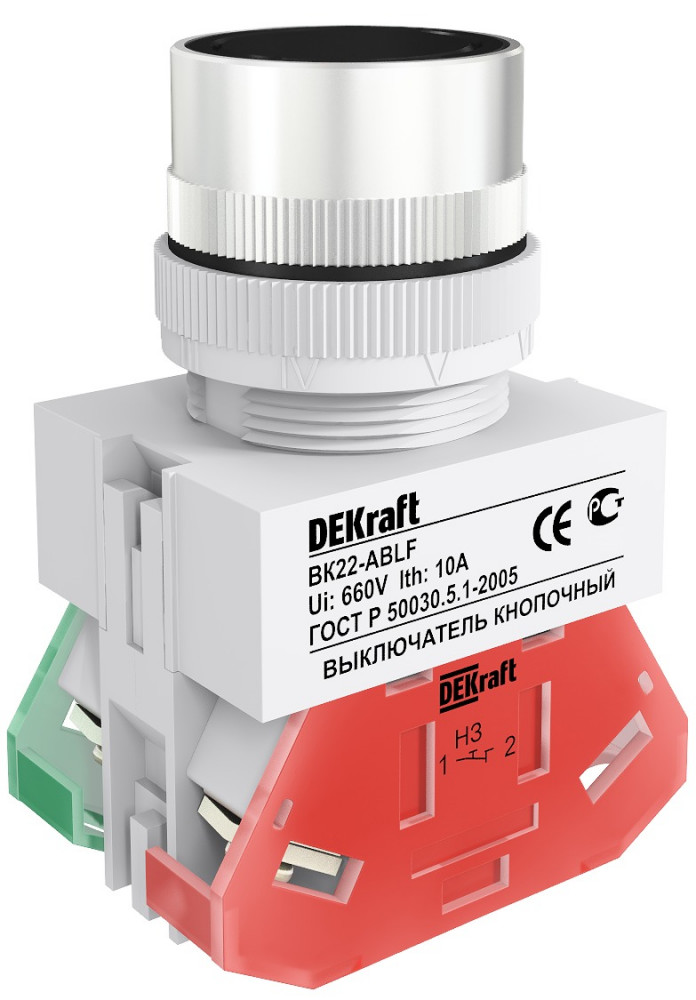 Выкл. кноп. ABLF D22 ЧЕРНЫЙ 220В ВK-22