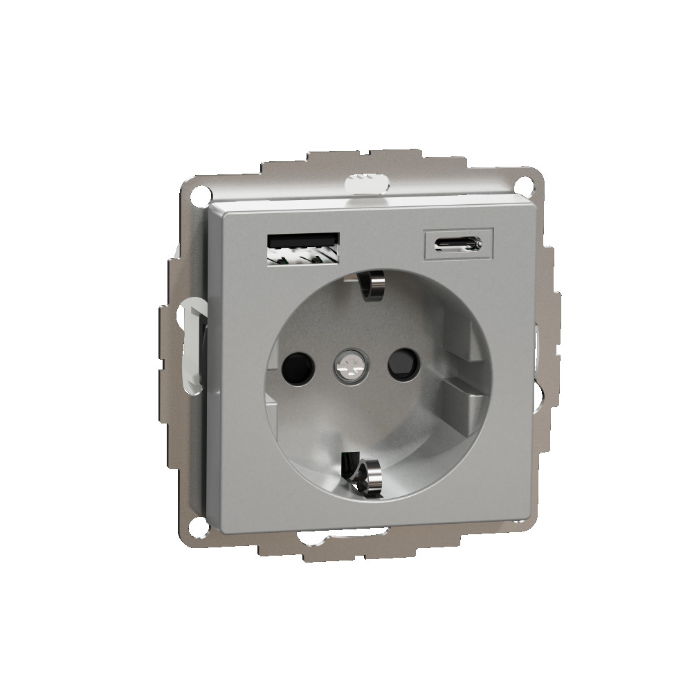 SM, РОЗЕТКА с USB A+C, АЛЮМИНИЙ
