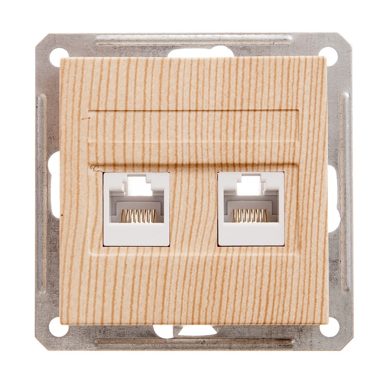 W59 РОЗЕТКА двойная компьютерная RJ45 кат.5Е, механизм, СОСНА