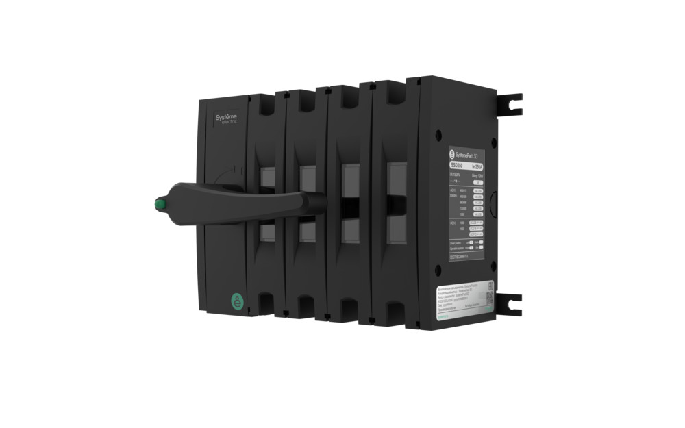 ВЫКЛ-РАЗЪЕДИНИТЕЛЬ SYSTEMEPACT SD160 4P 160A РУКОЯТКА СЛЕВА ФРОНТ_РУКОЯТКА ЗАКАЗЫВАЕТСЯ ОТДЕЛЬНО