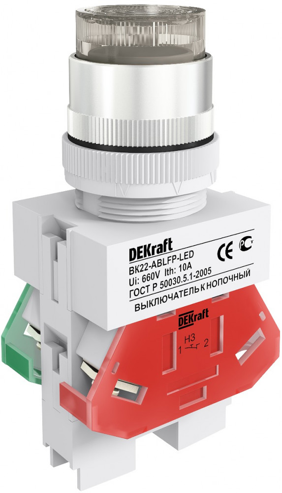 Выкл. кноп. ABLFP D22 БЕЛЫЙ LED 220В ВK-22