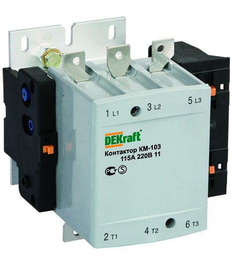 Контактор 150А 220В АС3 1НО+1НЗ КМ-103 Dekraft