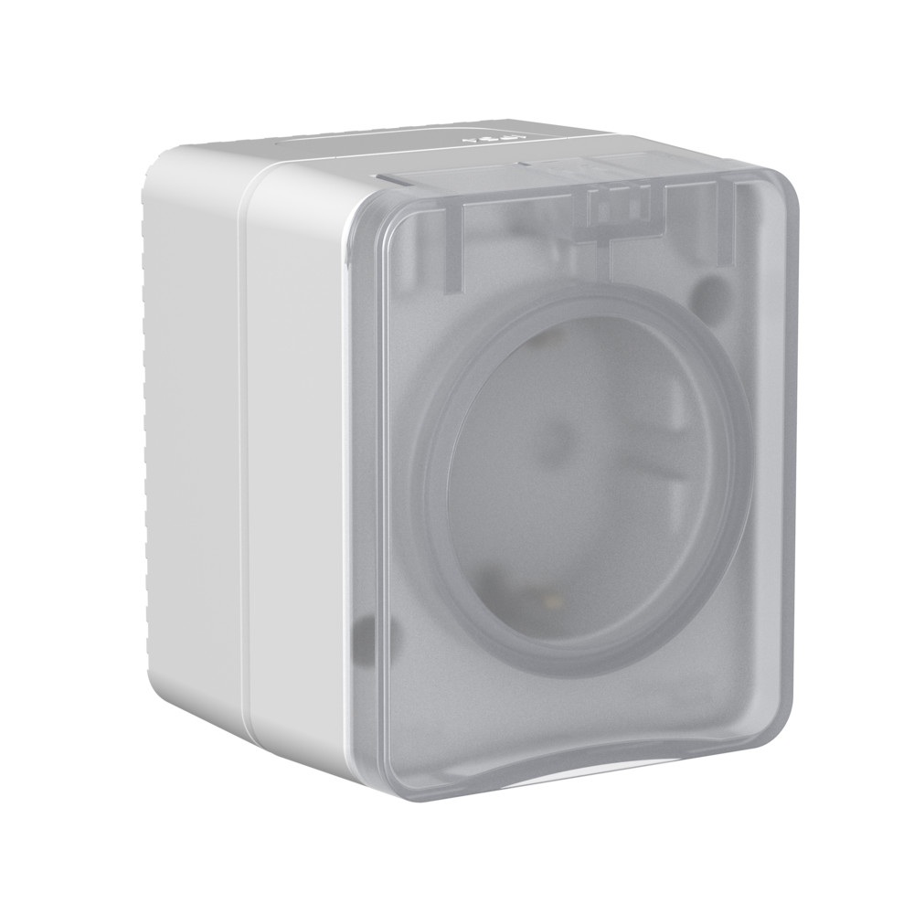 AtlasDesign PROFI IP54 О/У РОЗЕТКА с заземлением со шторками 16А 250В, СЕРЫЙ