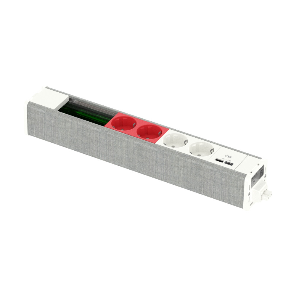 US+ Блок 2хРоз БЕЛАЯ+2хРоз КРАСНАЯ+2USB A/C+место(45х90) под VDI БЕЛЫЙ/СЕР.ТКАНЬ
